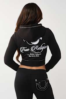 EMBROIDERED BIG T SHRUNKEN ZIP HOODIE, image 5
