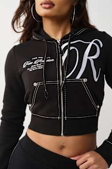 EMBROIDERED BIG T SHRUNKEN ZIP HOODIE, image 6