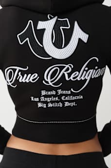 EMBROIDERED BIG T SHRUNKEN ZIP HOODIE, image 1