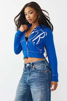 EMBROIDERED BIG T SHRUNKEN ZIP HOODIE, image 7