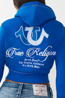 EMBROIDERED BIG T SHRUNKEN ZIP HOODIE, image 1