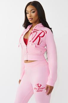 EMBROIDERED BIG T SHRUNKEN ZIP HOODIE, image 4