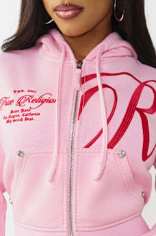 EMBROIDERED BIG T SHRUNKEN ZIP HOODIE, image 5