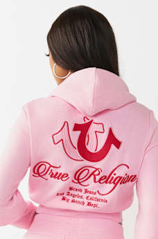 EMBROIDERED BIG T SHRUNKEN ZIP HOODIE, image 6