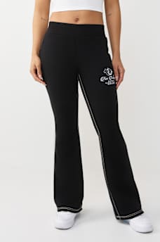 EMBROIDERED MID RISE BIG T BOOTCUT SWEATPANT, image 3