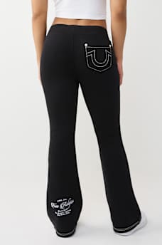 EMBROIDERED MID RISE BIG T BOOTCUT SWEATPANT, image 7