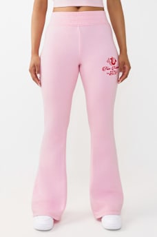 EMBROIDERED MID RISE BIG T BOOTCUT SWEATPANT, image 3