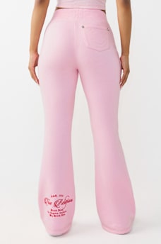 EMBROIDERED MID RISE BIG T BOOTCUT SWEATPANT, image 4