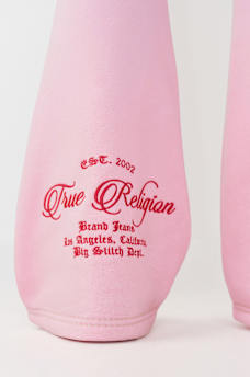 EMBROIDERED MID RISE BIG T BOOTCUT SWEATPANT, image 6