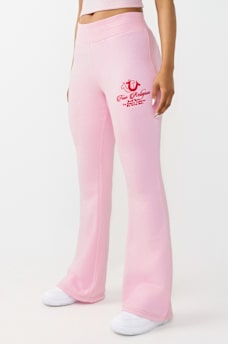 EMBROIDERED MID RISE BIG T BOOTCUT SWEATPANT, image 1