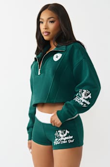 SPORTY CRYSTAL HALF-ZIP PULLOVER SWEATSHIRT, image 4