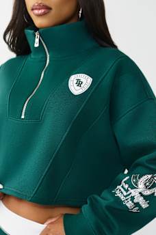 SPORTY CRYSTAL HALF-ZIP PULLOVER SWEATSHIRT, image 5