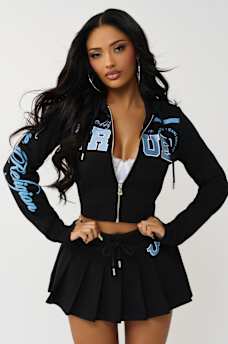 SUDADERA CON CAPUCHA Y CIERRE BORDADA, image 2