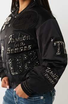 CRYSTAL LOGO NYLON BOMBER JACKET, image 4