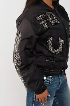 CRYSTAL LOGO NYLON BOMBER JACKET, image 5