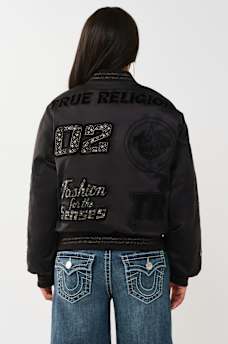 CRYSTAL LOGO NYLON BOMBER JACKET, image 7