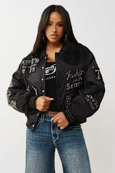 CRYSTAL LOGO NYLON BOMBER JACKET, image 1