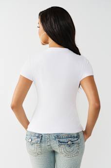 CAMISETA DE CUELLO REDONDO CL&Aacute;SICA CON CRISTALES, image 5