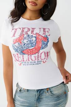 CAMISETA DE CUELLO REDONDO CL&Aacute;SICA CON CRISTALES, image 1