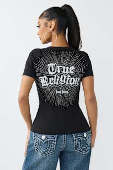 CRYSTAL LOGO V-NECK TEE, image 5