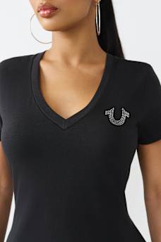 CRYSTAL LOGO V-NECK TEE, image 6