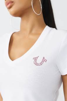 CRYSTAL LOGO V-NECK TEE, image 5