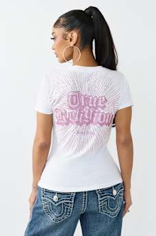 CRYSTAL LOGO V-NECK TEE, image 6