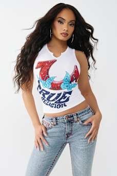 LOGO V-NOTCH RACER BACK TANK TOP, image 2