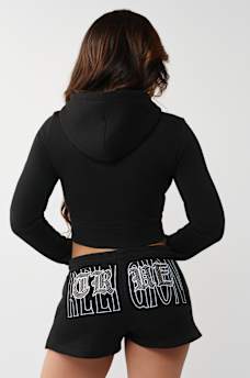 CRYSTAL EMBROIDERED SHRUNKEN ZIP HOODIE, image 5