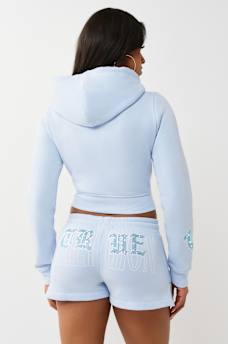 CRYSTAL EMBROIDERED SHRUNKEN ZIP HOODIE, image 6