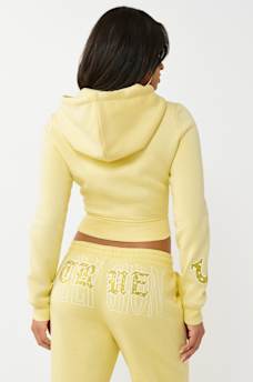 CRYSTAL EMBROIDERED SHRUNKEN ZIP HOODIE, image 5