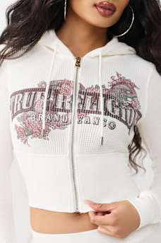 SUDADERA CON CAPUCHA, CIERRE Y CONTORNO DE TEJIDO CUADRICULADO, image 2