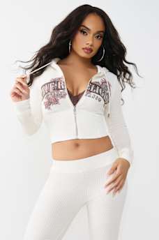 SUDADERA CON CAPUCHA, CIERRE Y CONTORNO DE TEJIDO CUADRICULADO, image 3