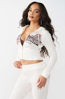 SUDADERA CON CAPUCHA, CIERRE Y CONTORNO DE TEJIDO CUADRICULADO, image 5