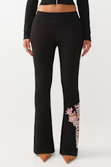 MID RISE WAFFLE KNIT FLARED PANT, image 3