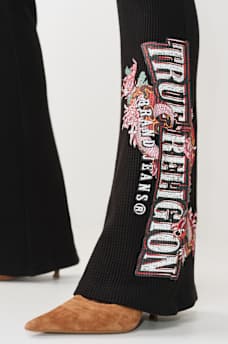 MID RISE WAFFLE KNIT FLARED PANT, image 4