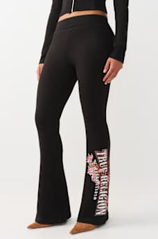 MID RISE WAFFLE KNIT FLARED PANT, image 1