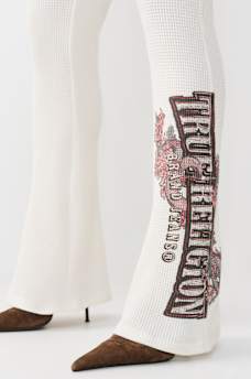 MID RISE WAFFLE KNIT FLARED PANT, image 2