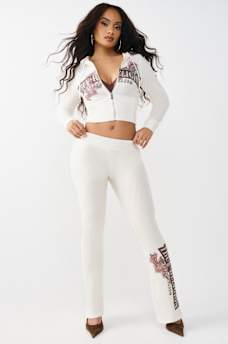 MID RISE WAFFLE KNIT FLARED PANT, image 3