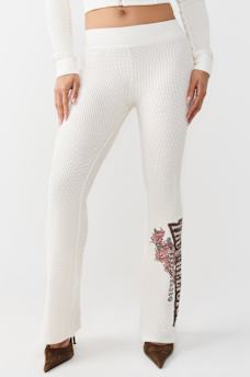 MID RISE WAFFLE KNIT FLARED PANT, image 4