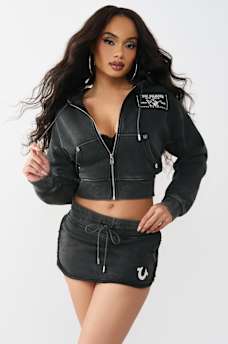 VINTAGE WASHED EMBROIDERED RELAXED ZIP HOODIE, image 2