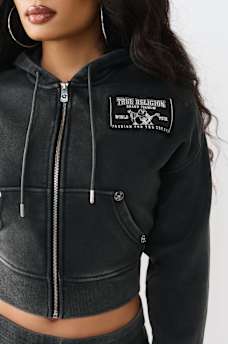 VINTAGE WASHED EMBROIDERED RELAXED ZIP HOODIE, image 5