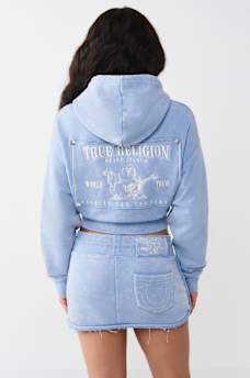 VINTAGE WASHED EMBROIDERED RELAXED ZIP HOODIE