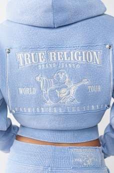 VINTAGE WASHED EMBROIDERED RELAXED ZIP HOODIE