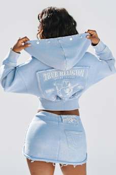 VINTAGE WASHED EMBROIDERED RELAXED ZIP HOODIE