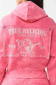 VINTAGE WASHED EMBROIDERED RELAXED ZIP HOODIE