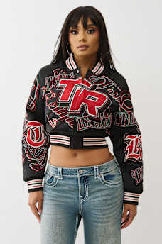 EMBROIDERED CROPPED BOMBER JACKET , image 3