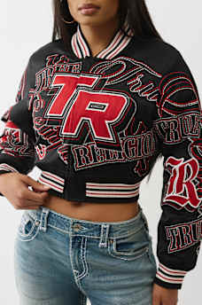 EMBROIDERED CROPPED BOMBER JACKET , image 6