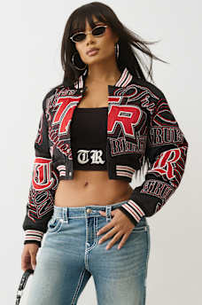 EMBROIDERED CROPPED BOMBER JACKET , image 1