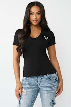 CRYSTAL BUDDHA V-NECK TEE, image 2